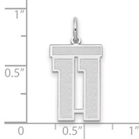 14K White Gold Medium Satin Number 11 Charm view 2