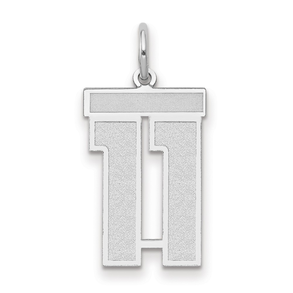 14K White Gold Medium Satin Number 11 Charm