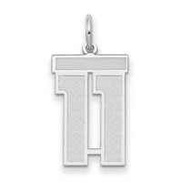 14K White Gold Medium Satin Number 11 Charm view 1