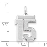 14K White Gold Medium Satin Number 15 Charm view 2