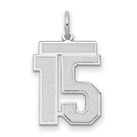 14K White Gold Medium Satin Number 15 Charm view 1