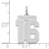 14K White Gold Medium Satin Number 16 Charm view 2