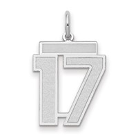 14K White Gold Medium Satin Number 17 Charm view 1