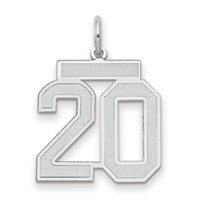 14K White Gold Medium Satin Number 20 Charm view 1
