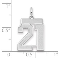 14K White Gold Medium Satin Number 21 Charm view 2