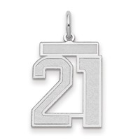 14K White Gold Medium Satin Number 21 Charm view 1