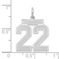 14K White Gold Medium Satin Number 22 Charm view 4
