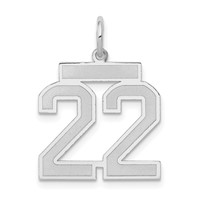 14K White Gold Medium Satin Number 22 Charm view 1