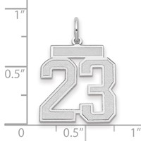 14K White Gold Medium Satin Number 23 Charm view 2