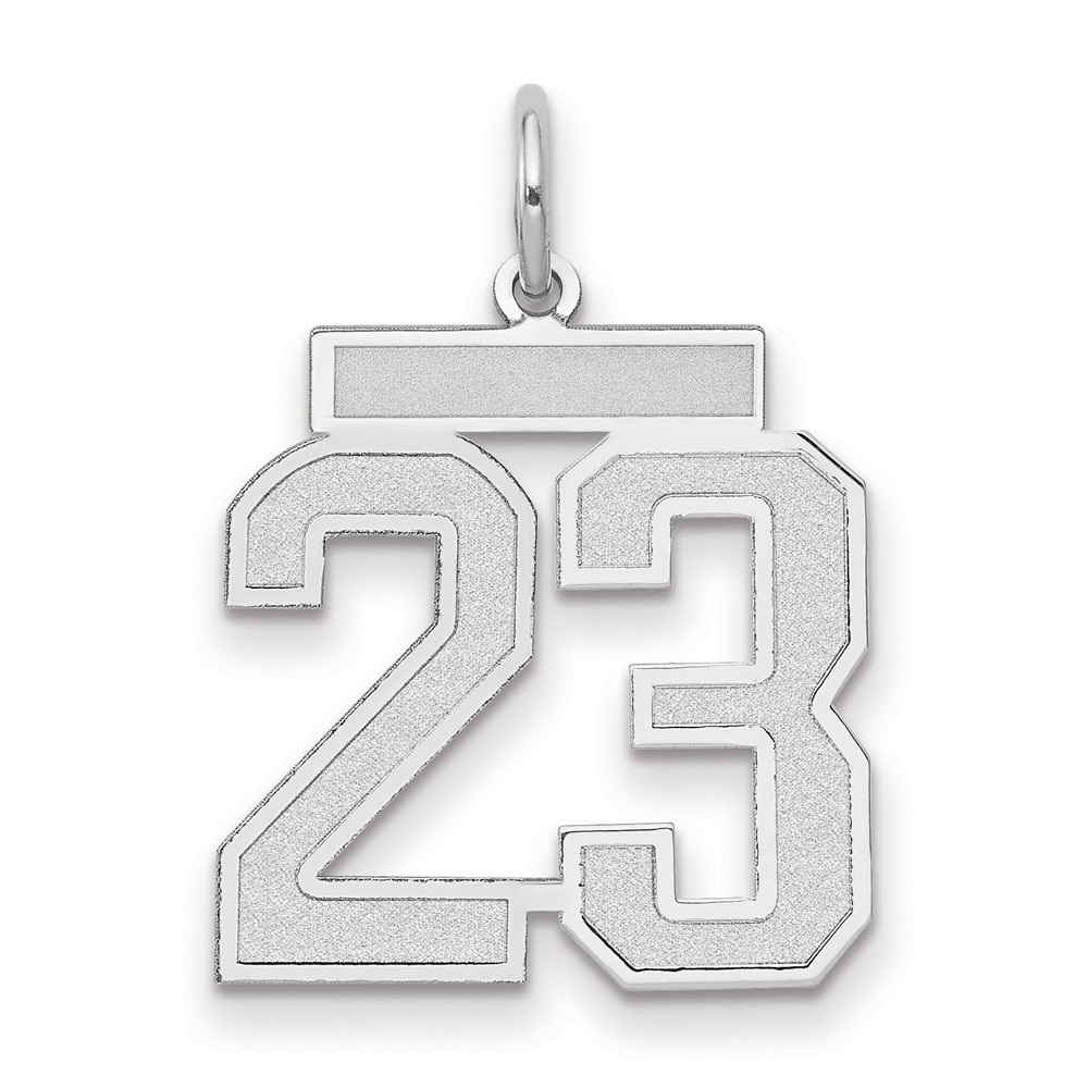 14K White Gold Medium Satin Number 23 Charm