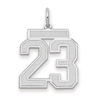 14K White Gold Medium Satin Number 23 Charm view 1