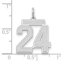 14K White Gold Medium Satin Number 24 Charm view 2