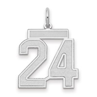 14K White Gold Medium Satin Number 24 Charm view 1