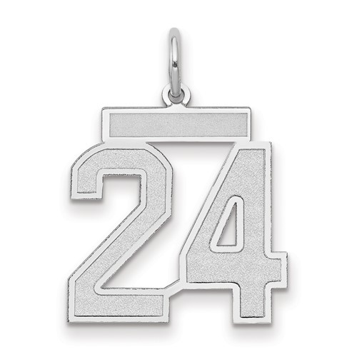 14K White Gold Medium Satin Number 24 Charm