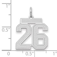 14K White Gold Medium Satin Number 26 Charm view 2