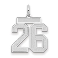 14K White Gold Medium Satin Number 26 Charm view 1