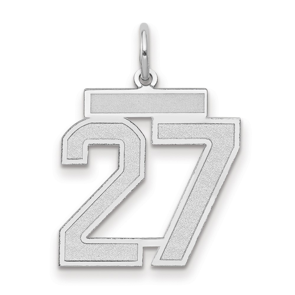 14K White Gold Medium Satin Number 27 Charm
