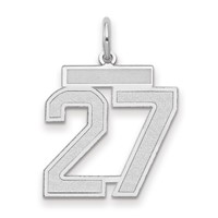 14K White Gold Medium Satin Number 27 Charm view 1