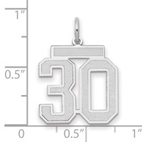 14K White Gold Medium Satin Number 30 Charm view 2