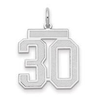 14K White Gold Medium Satin Number 30 Charm view 1