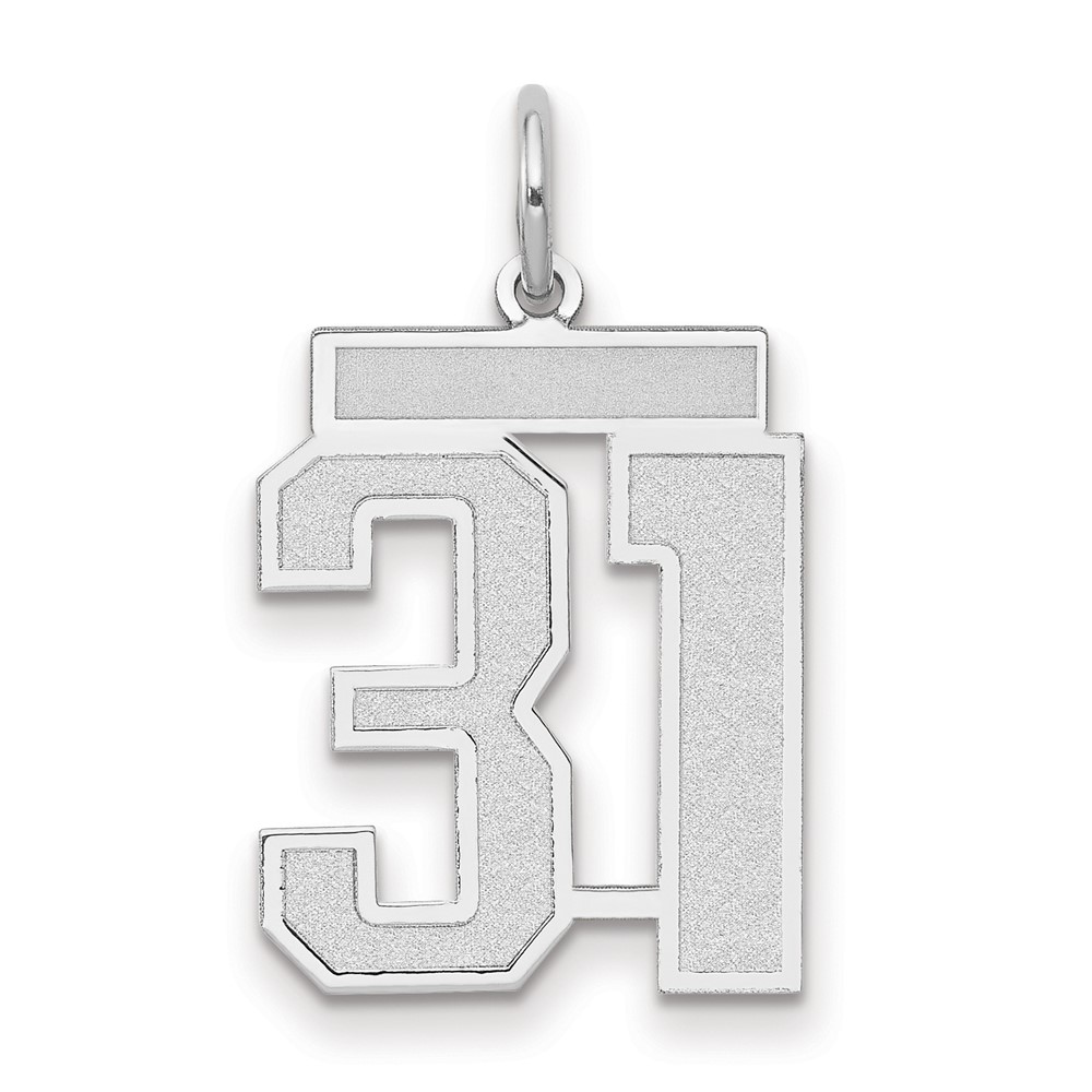 14K White Gold Medium Satin Number 31 Charm