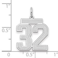 14K White Gold Medium Satin Number 32 Charm view 2