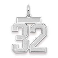 14K White Gold Medium Satin Number 32 Charm view 1