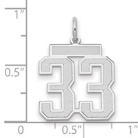 14K White Gold Medium Satin Number 33 Charm view 2