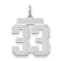 14K White Gold Medium Satin Number 33 Charm view 1