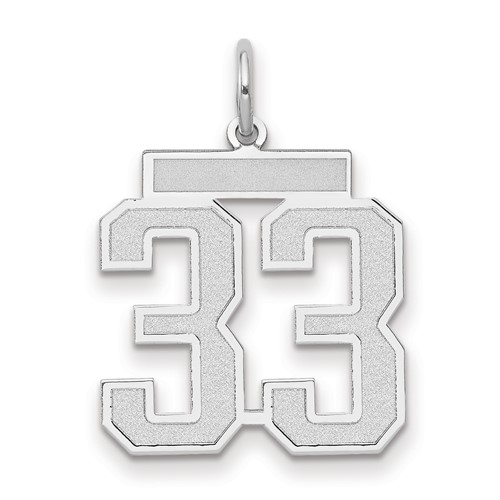 14K White Gold Medium Satin Number 33 Charm