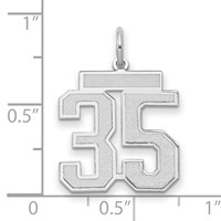 14K White Gold Medium Satin Number 35 Charm view 2