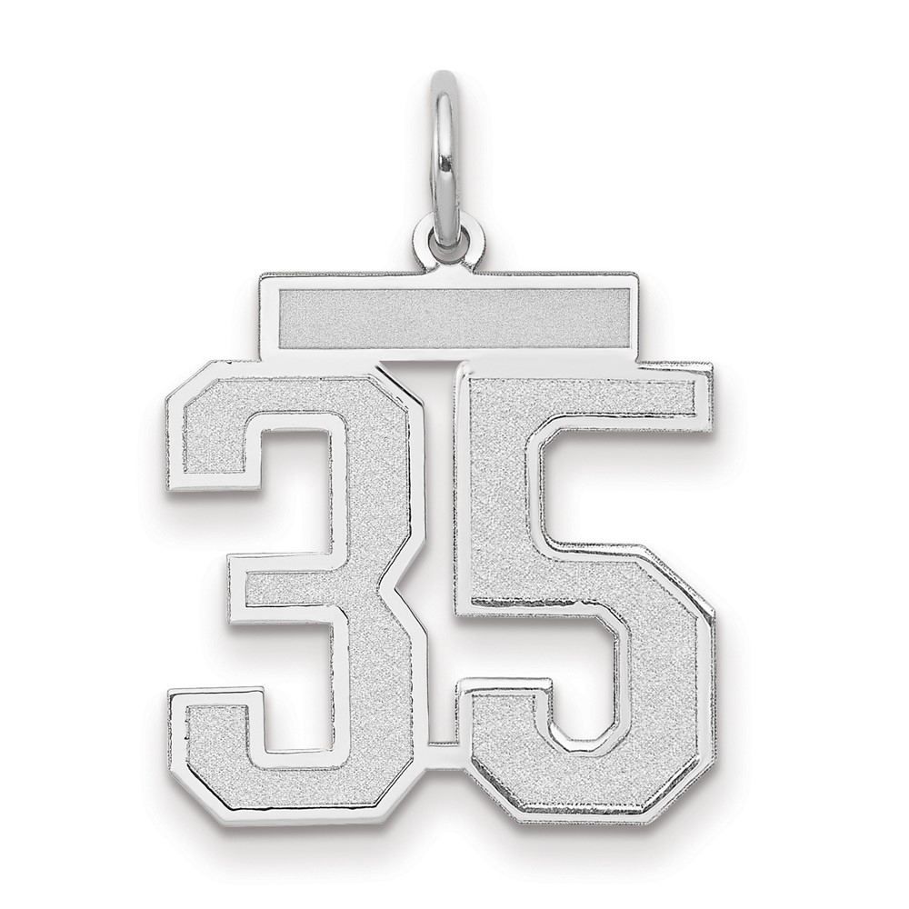 14K White Gold Medium Satin Number 35 Charm
