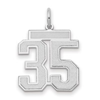 14K White Gold Medium Satin Number 35 Charm view 1