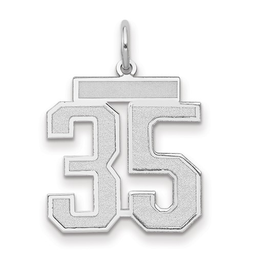 14K White Gold Medium Satin Number 35 Charm
