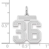 14K White Gold Medium Satin Number 36 Charm view 2