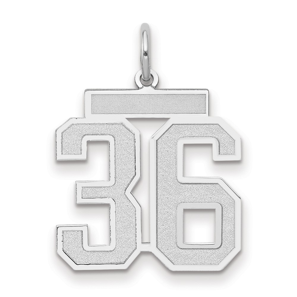 14K White Gold Medium Satin Number 36 Charm