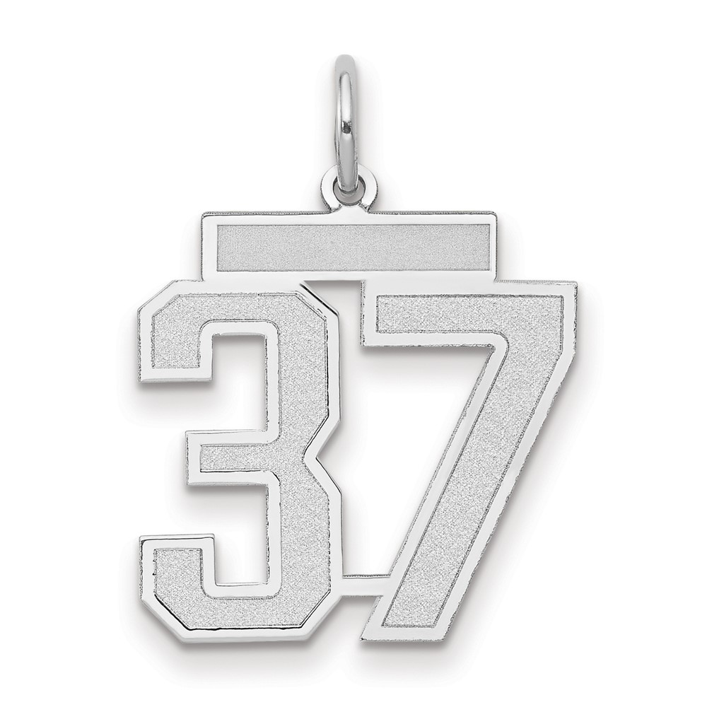 14K White Gold Medium Satin Number 37 Charm