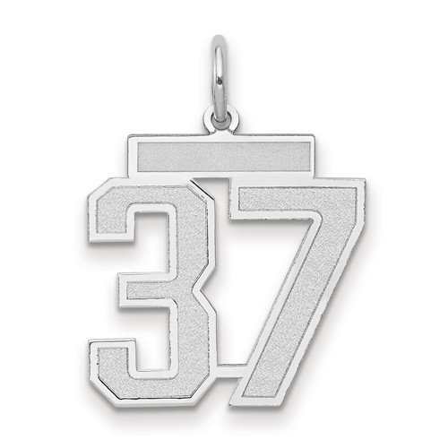 14K White Gold Medium Satin Number 37 Charm