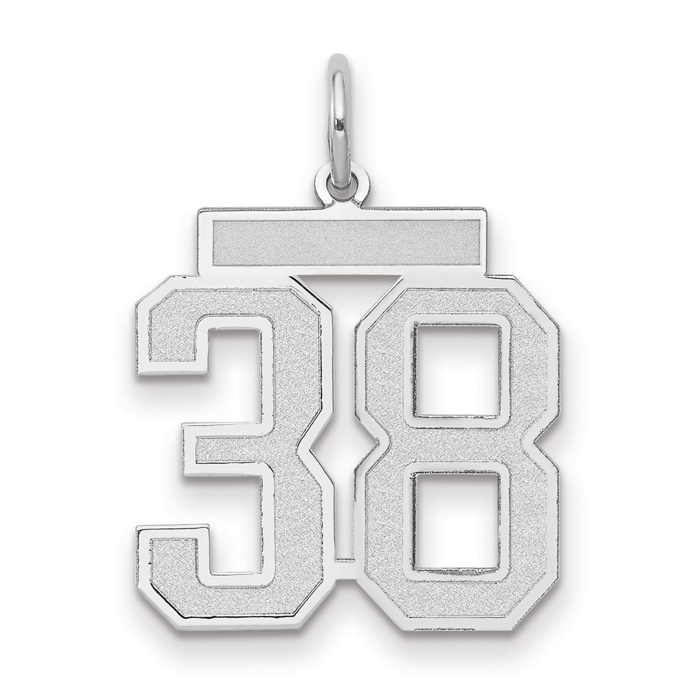 14K White Gold Medium Satin Number 38 Charm