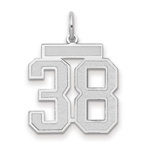 14K White Gold Medium Satin Number 38 Charm