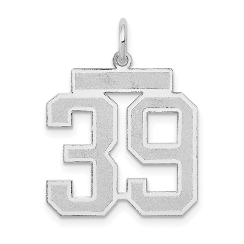 14K White Gold Medium Satin Number 39 Charm
