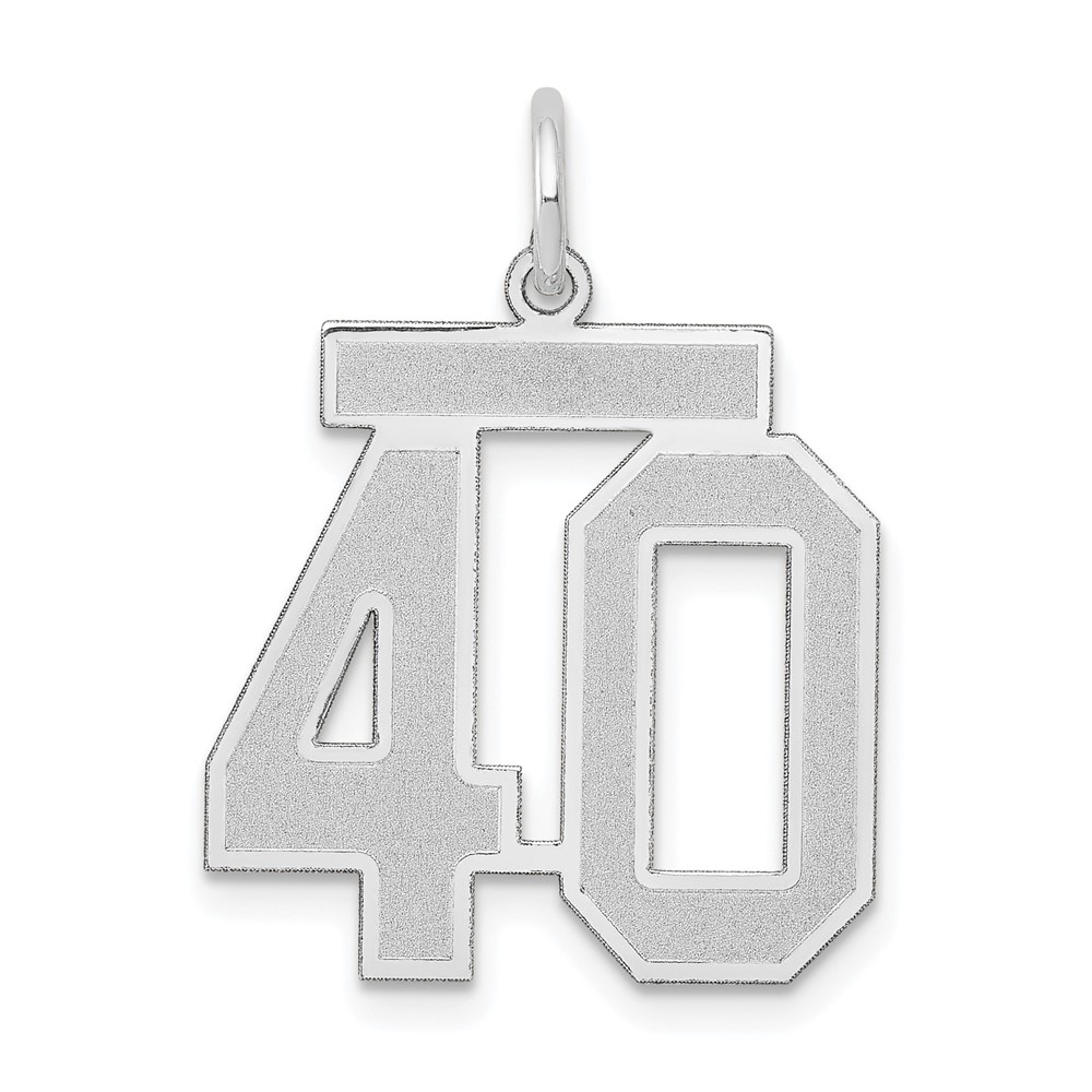 14K White Gold Medium Satin Number 40 Charm