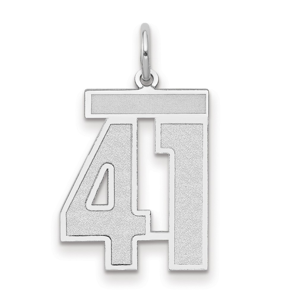 14K White Gold Medium Satin Number 41 Charm