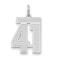 14K White Gold Medium Satin Number 41 Charm view 1