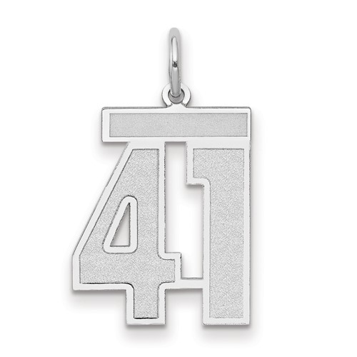 14K White Gold Medium Satin Number 41 Charm