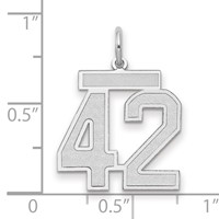 14K White Gold Medium Satin Number 42 Charm view 2