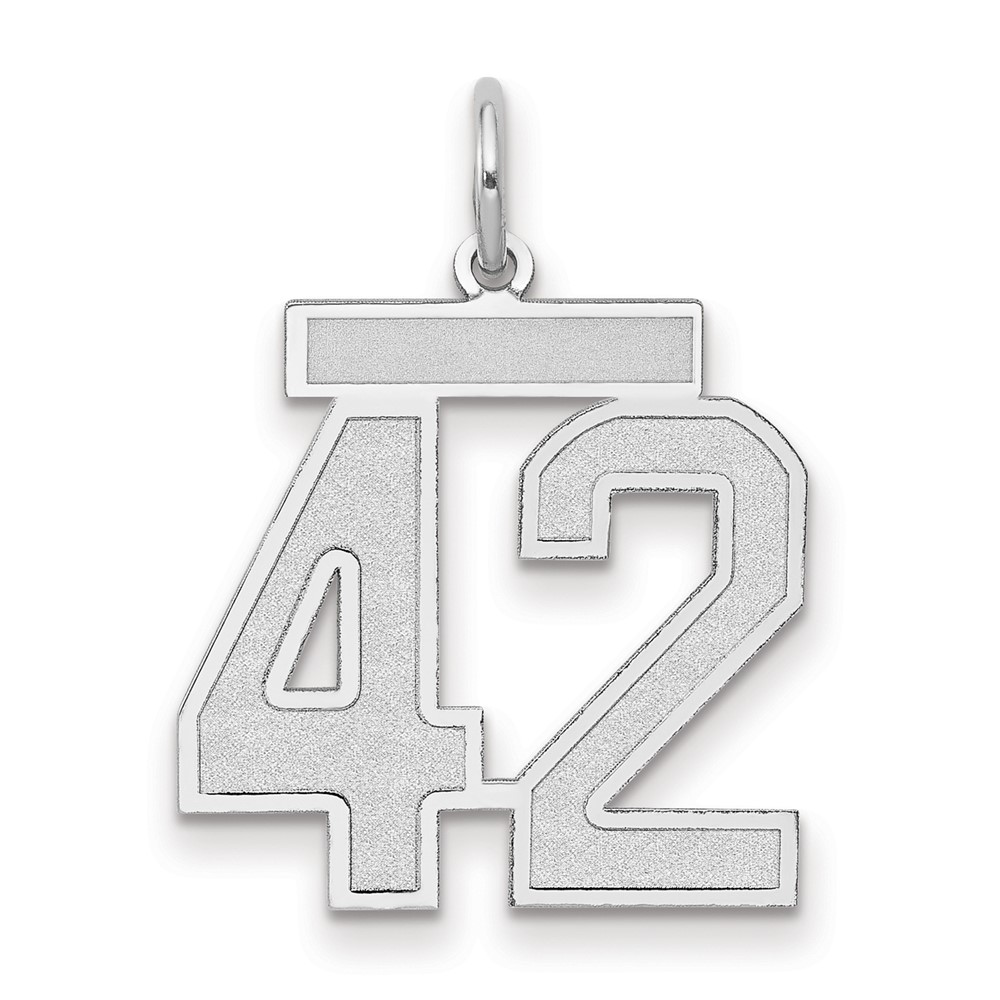 14K White Gold Medium Satin Number 42 Charm