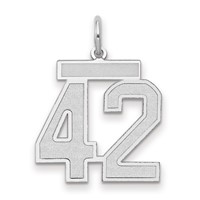 14K White Gold Medium Satin Number 42 Charm view 1