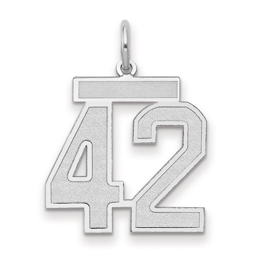 14K White Gold Medium Satin Number 42 Charm