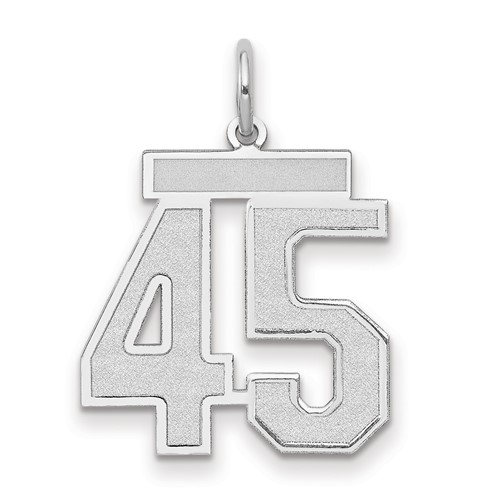 14K White Gold Medium Satin Number 45 Charm